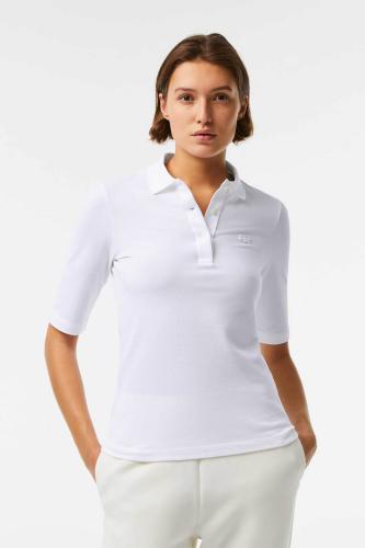 Lacoste γυναικεία μπλούζα πόλο μονόχρωμη με 3/4 μανίκι και κεντημένο λογότυπο - PF0503 Λευκό 38